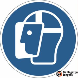 Vloersticker "Gebruik van een gelaatsscherm verplicht" verwijderbaar