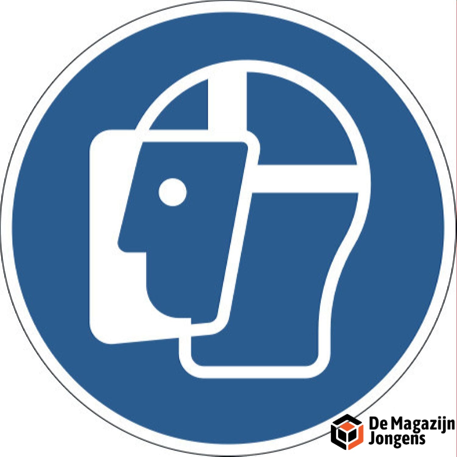 Vloersticker "Gebruik van een gelaatsscherm verplicht" verwijderbaar