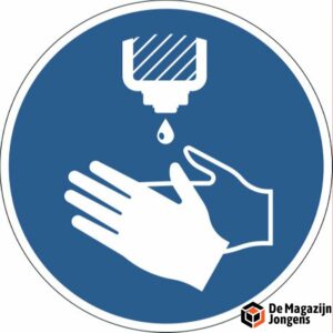 Vloersticker "Handen ontsmetten verplicht", verwijderbaar