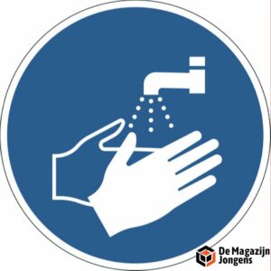Vloersticker "Handen wassen verplicht", verwijderbaar