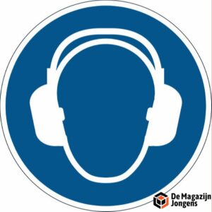 Vloersticker inzake veiligheid "Gebruik gehoorbescherming"