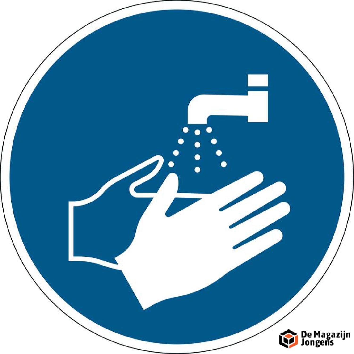 Durable veiligheidssticker Handen wassen